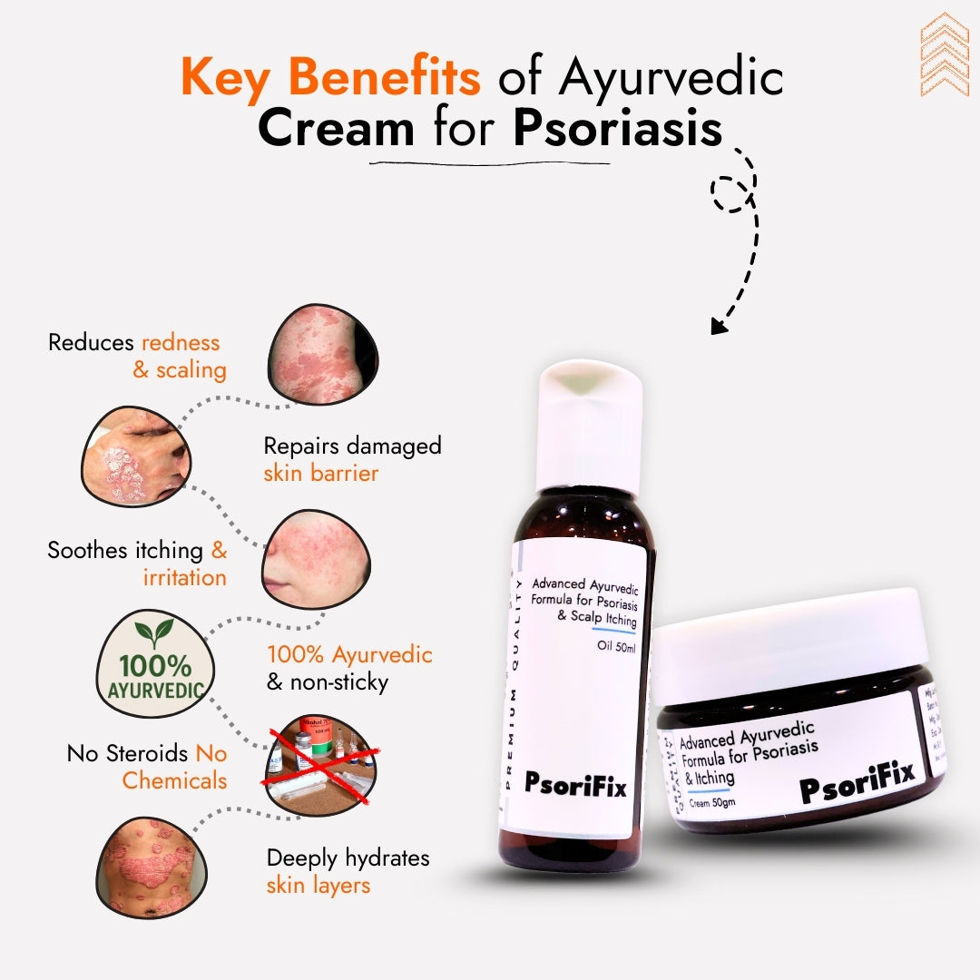 Advanced Ayurvedic Solution Kit for Psoriasis & itching (Oil + Herbal Cream)